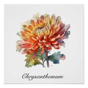 Poster Chrysanthème Récolte Dorée, personnalisé