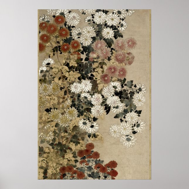 Poster Chrysanthèmes par Maître du sceau I-nen (Devant)