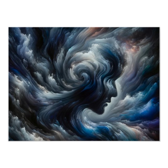 Poster Chuchotements de la Tempête  Visage Abstrait dans  (Devant)