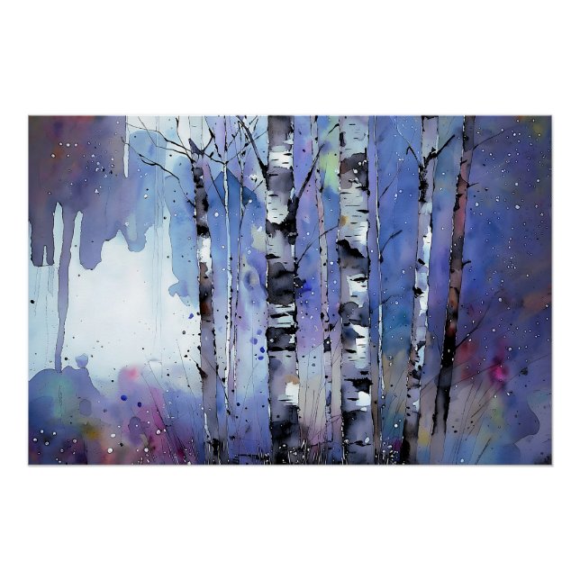 Poster Chute de neige dans le bouleau enchanté (Devant)