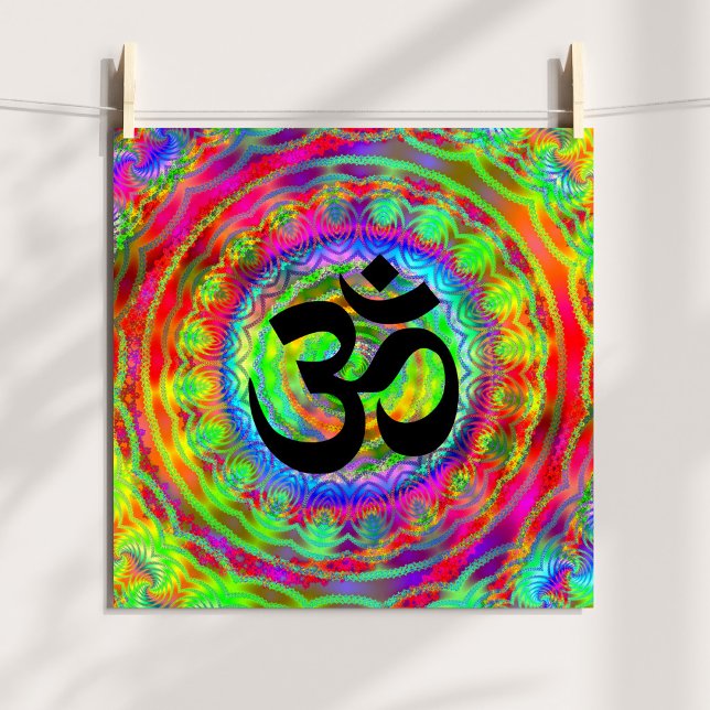 Poster Cible Tie-dye avec symbole Om (Tiedye Target with Om Symbol Poster)