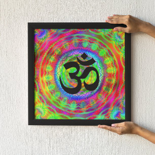 Poster Cible Tie-dye avec symbole Om