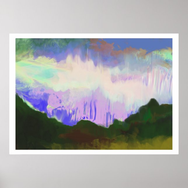 Poster Ciel Lilac et montagne (Devant)
