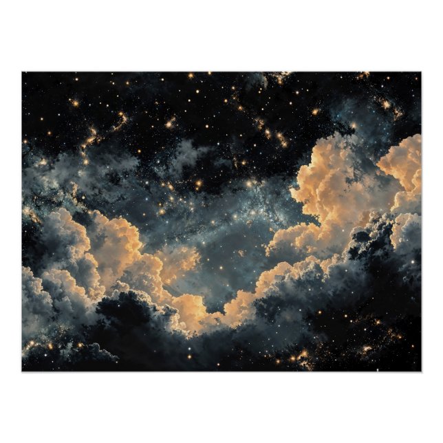 Poster Ciel nocturne avec étoiles (Devant)