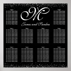 Poster Ciel nocturne de Parties scintillant en argent