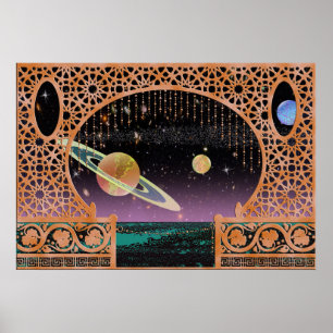 Poster Ciel nocturne sur Risa ~ Voyage interplanétaire