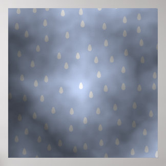 Poster Ciel orageux pluvieux. Gris et Bleu.