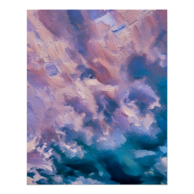 Poster Ciel Pastel Abstrait dans un style impressionniste (Devant)