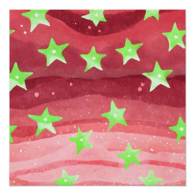 Poster ciel rouge avec étoiles (Devant)