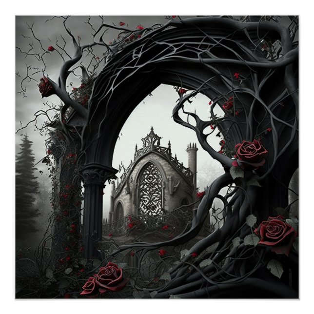Poster Cimetière gothique Jardin Rose (Devant)