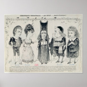 Poster Cinq caricatures de la fonte d'un Français