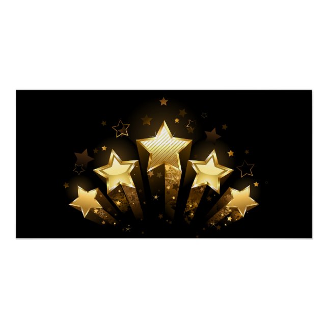 Poster Cinq étoiles d'or en noir (Devant)