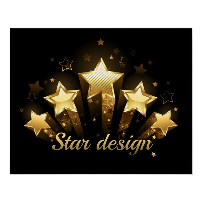 Poster Cinq étoiles d'or en noir (Devant)