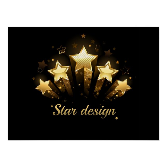 Poster Cinq étoiles d'or en noir (Devant)