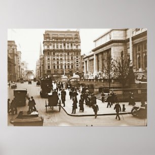 Poster Cinquième Avenue et bibliothèque publique 1908 de