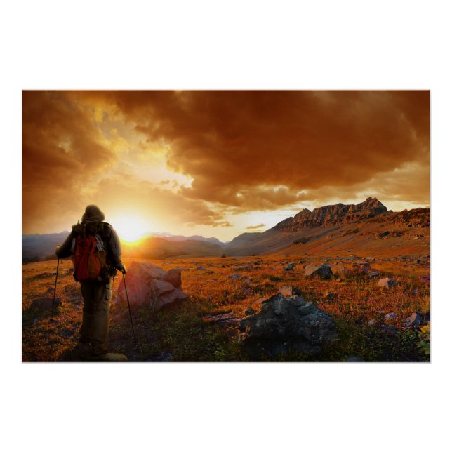 Poster Cinty Mountain Sunset - Parc national des Glaciers (Devant)