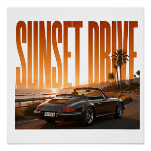 Poster Circuit Sunset Luxueux Graphique de Road Trip