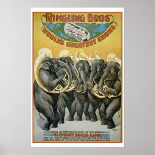 Poster Circus Elephants Brass Band