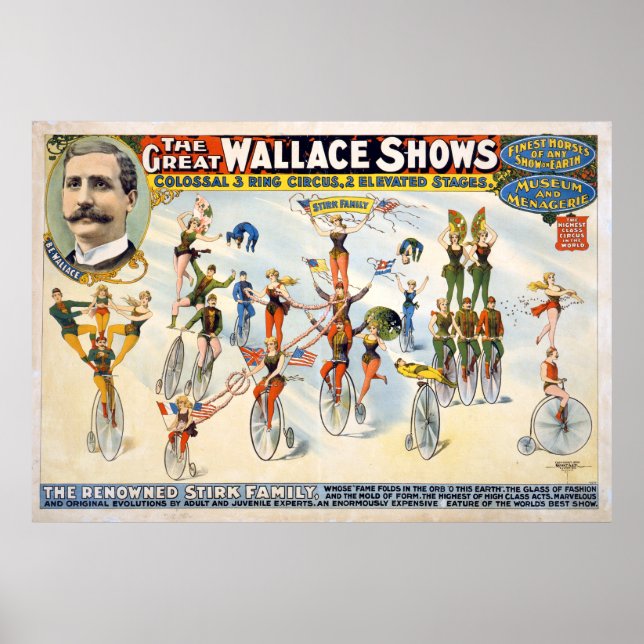 Poster Cirque vintage Loi La Grande Wallace Spectacles (Devant)