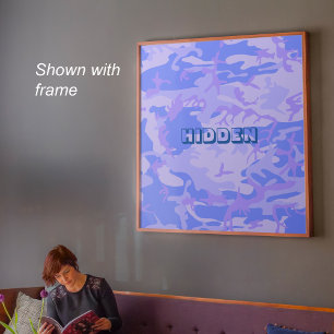 Poster Citation amusante Camouflage Pastel Blue Abstrait