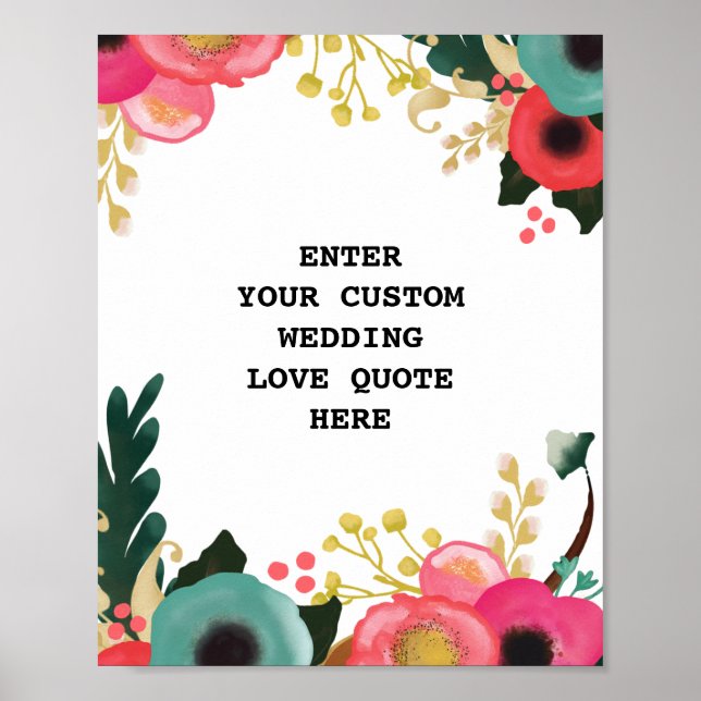 Poster Citation d'amour Mariage floral moderne (Devant)