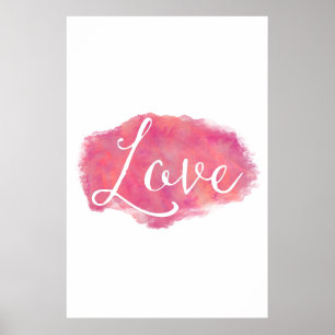 Poster Citation d'aquarelle inspirée Pink Love