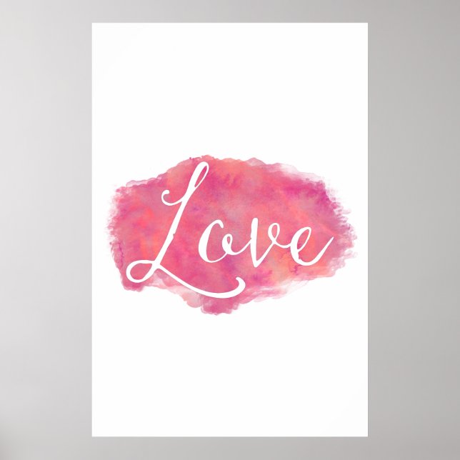 Poster Citation d'aquarelle inspirée Pink Love (Devant)