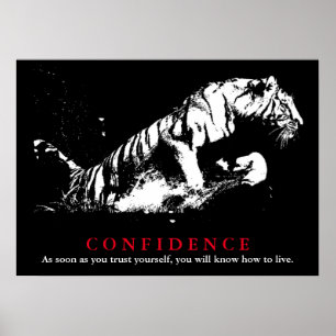 Poster Citation de confiance en Tiger Blanc Noir