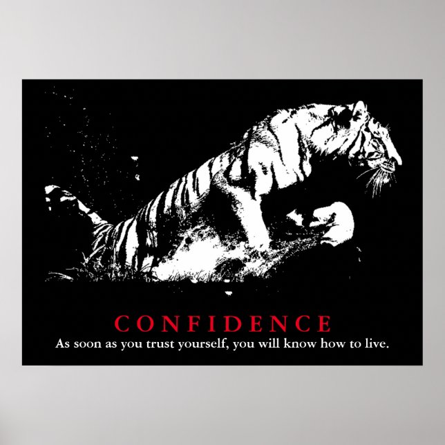 Poster Citation de confiance en Tiger Blanc Noir (Devant)