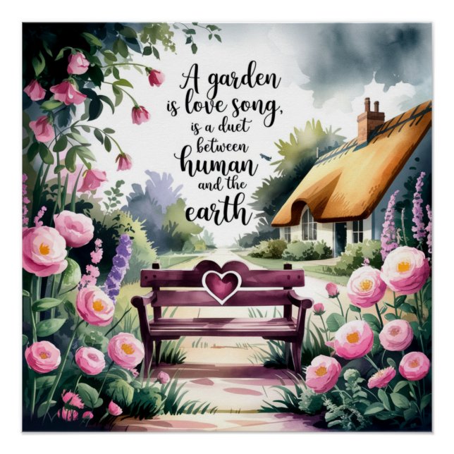 Poster Citation de jardin romantique Aquarelle (Devant)