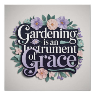 Poster Citation de jardinage gracieux Design élégant