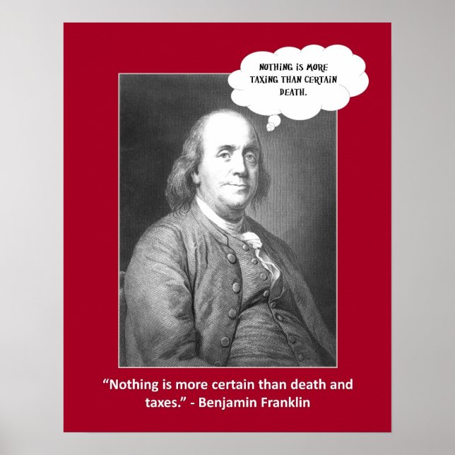 Poster Citation De La Mort Et Des Impôts Drôle Jouer Sur  (Devant)