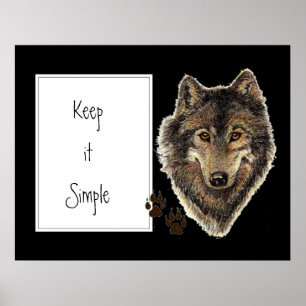Poster Citation de loup d'aquarelle "Gardez-la simple"