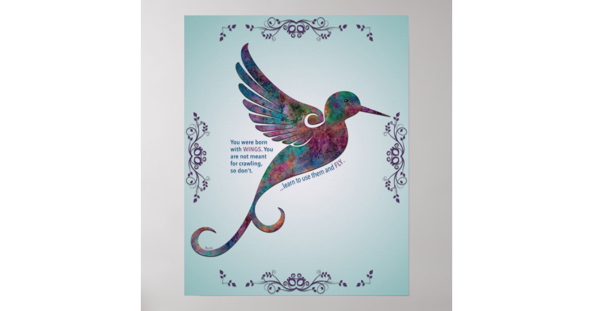 Poster Citation De Rumi Avec L Affiche De Colibri Zazzle Fr