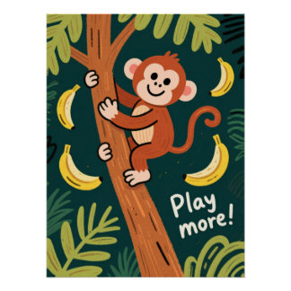 Poster Citation de singe de jungle ludique
