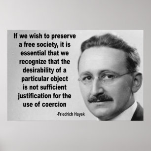 Poster Citation de société libre de Hayek