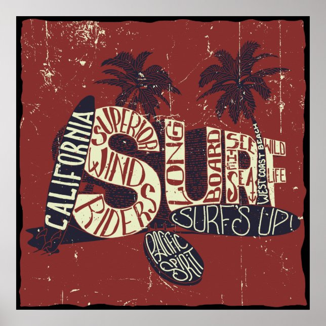 Poster Citation de surfeur de Californie (Devant)