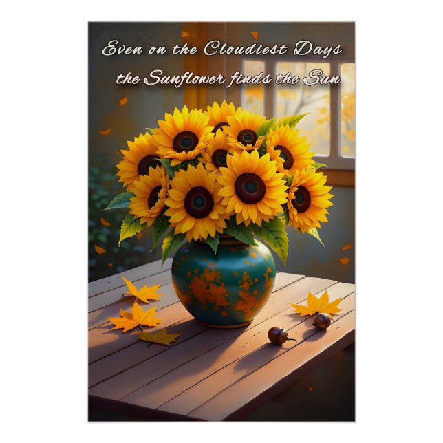Poster Citation de tournesol inspiré - Mur d'automne rust (Devant)