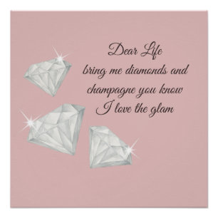 Poster Citation Diamants & Champagne – Édition Cher La Vi