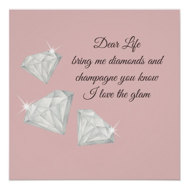 Poster Citation Diamants & Champagne – Édition Cher La Vi (Devant)