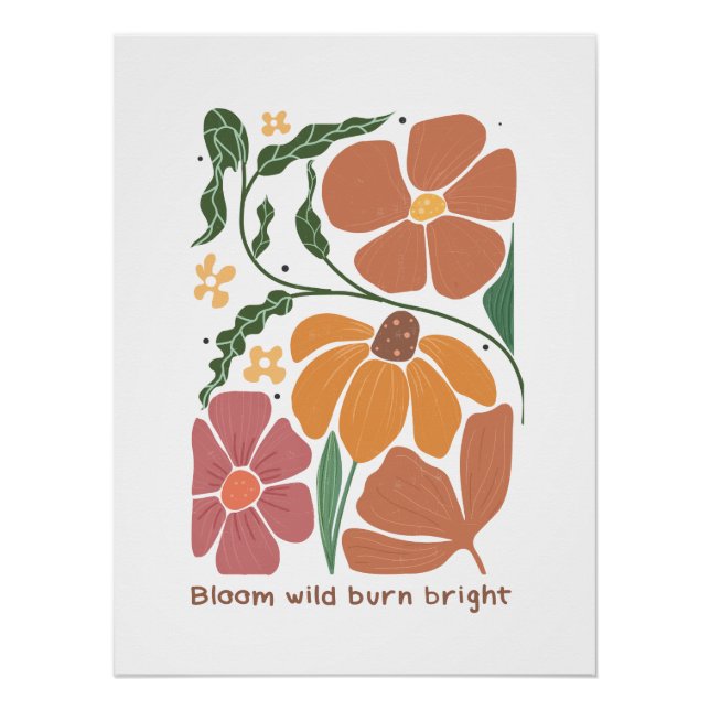 Poster Citation d'inspiration florale de Boho Retro (Devant)