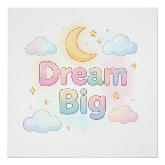 Poster Citation fantaisiste pastel sur fond blanc (Devant)