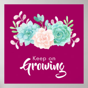 Poster Citation inspirante avec Fleurs Pastel