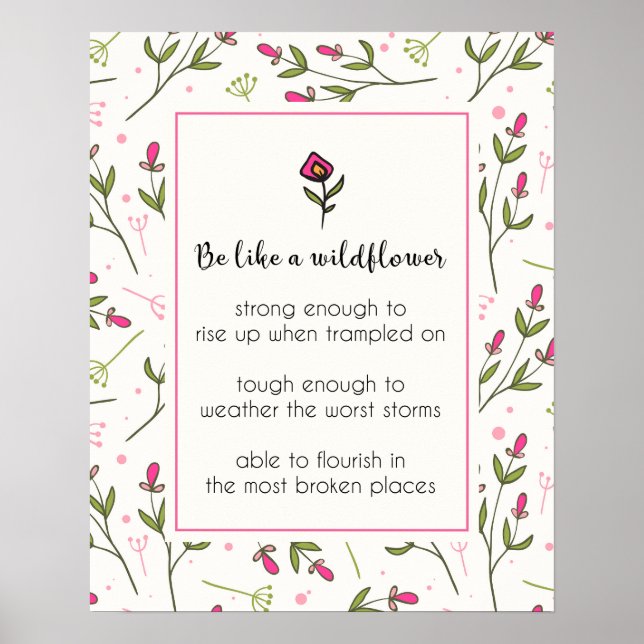 Poster Citation Inspirante Avec Motif Fleur sauvage (Devant)
