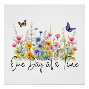 Poster Citation Inspirante de Fleur Sauvage Un Jour à la