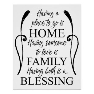 Poster Citation inspirante sur la maison - la famille - B