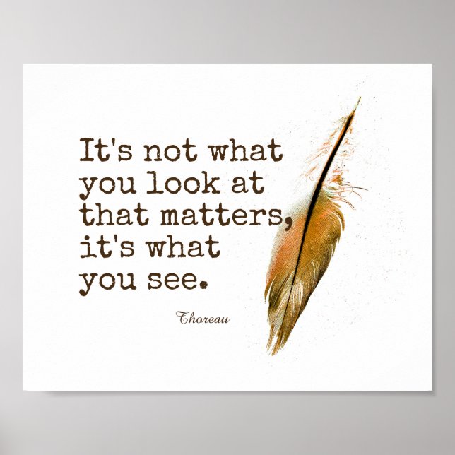 Poster citation inspirante Thoreau avec plume (Devant)