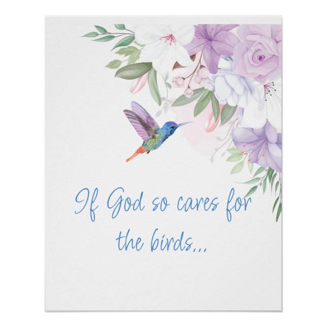 Poster Citation inspirée de la Bible   Fleurs Colibri Ois (Devant)