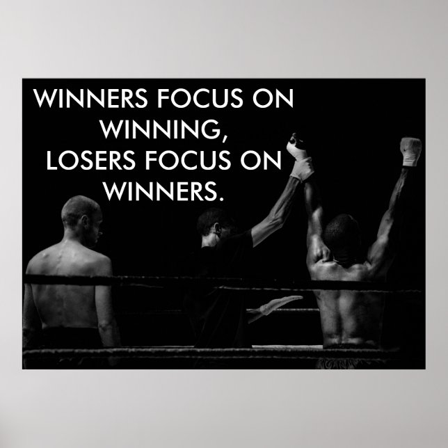 Poster Citation motivante de victoire sur un ring de boxe (Devant)
