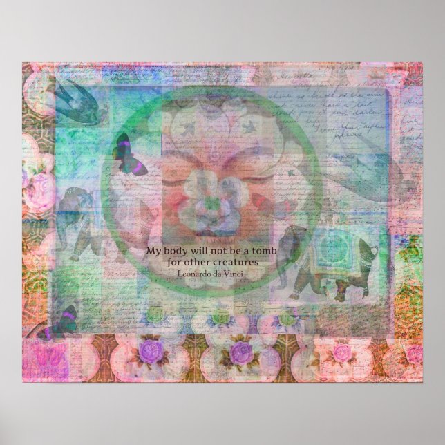 Poster Citation végétarienne Da Vinci (Devant)